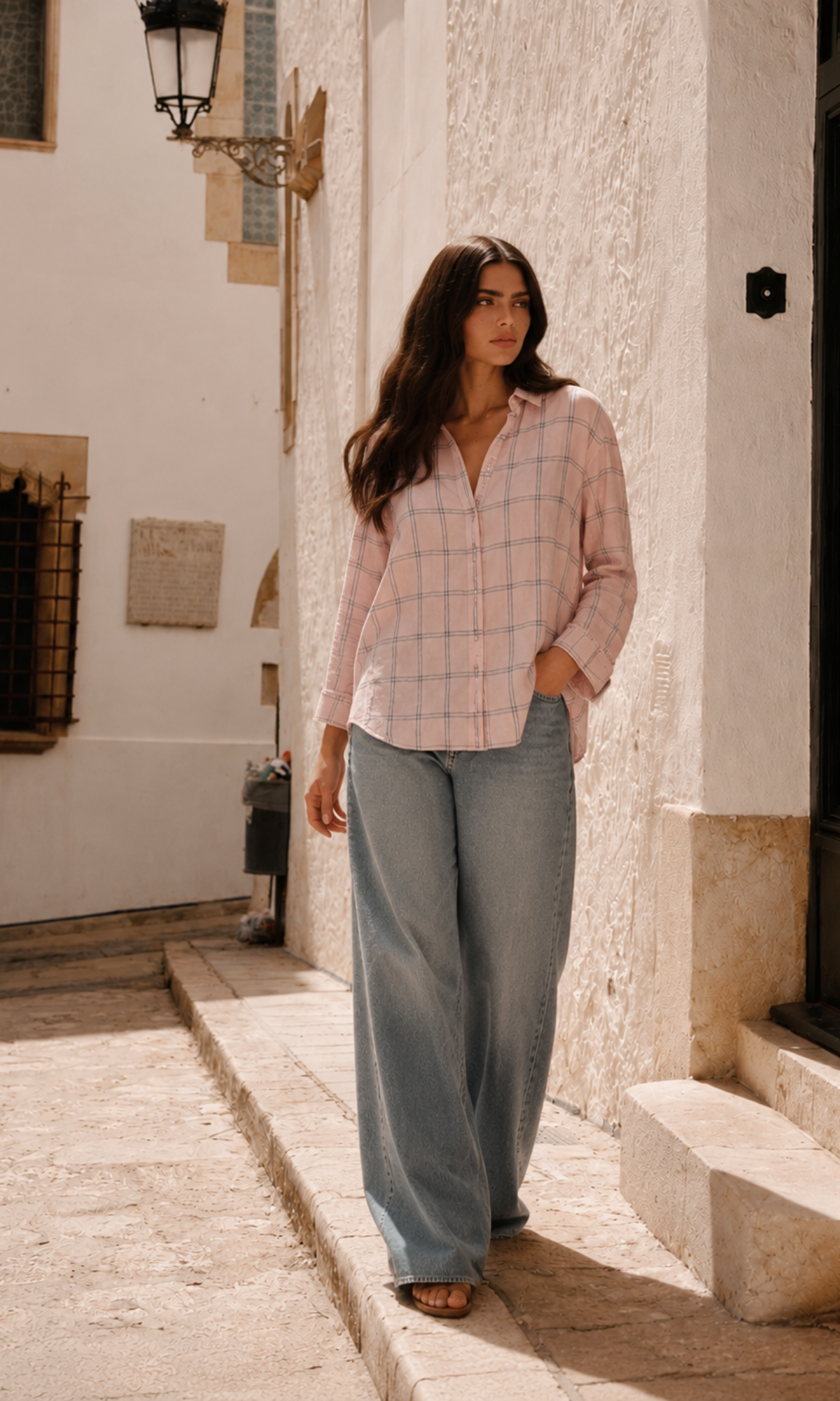 Pink Check Basic Shirt