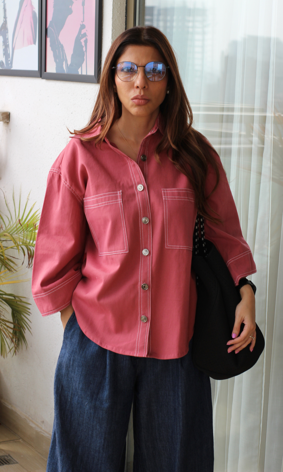 Thread Detail Pink Shirt