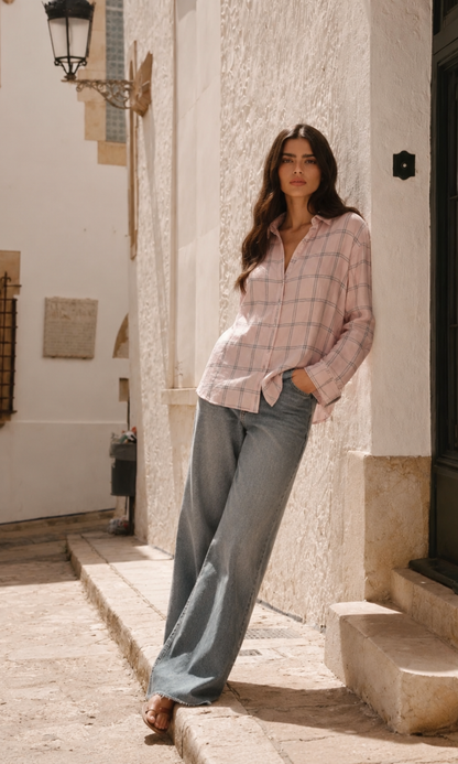 Pink Check Basic Shirt