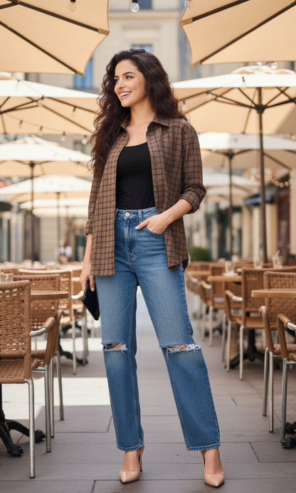 Espresso Mini Plaid Checked Shirt