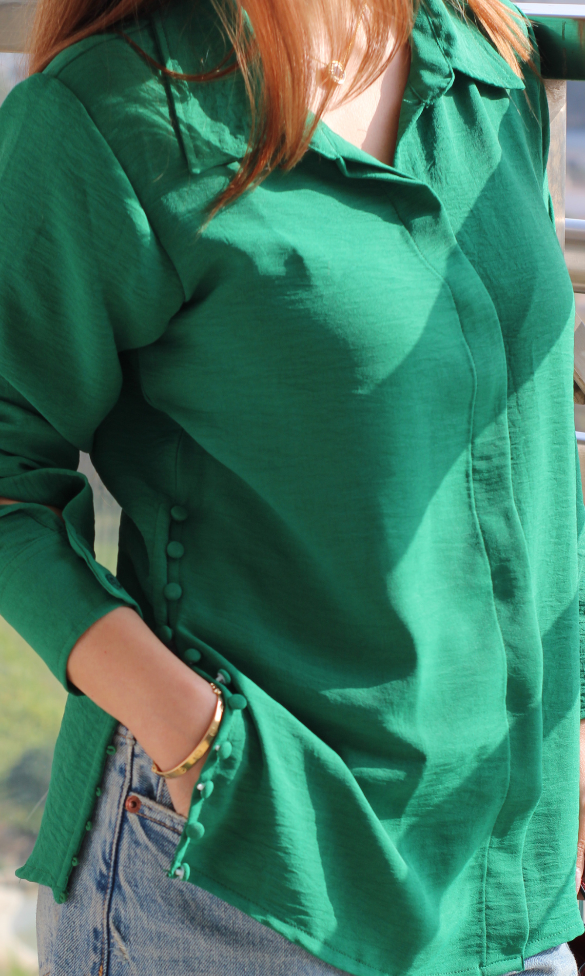 Green Side-Buttoned Shirt
