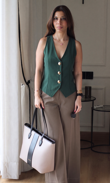 Forest Green Pointed-Hem Waistcoat