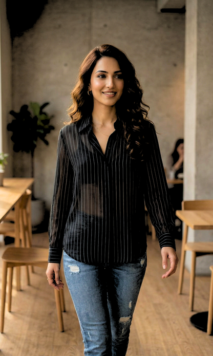 Midnight Line Semi-Sheer Shirt