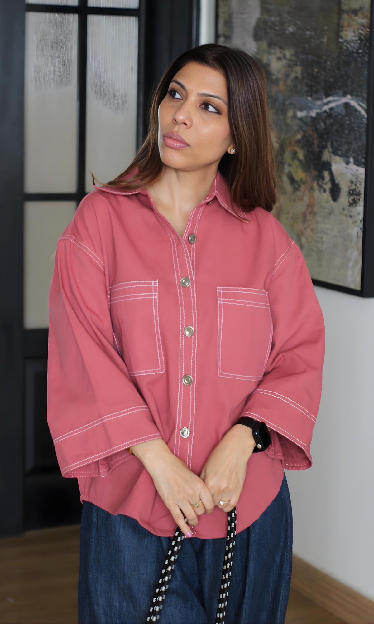 Thread Detail Pink Shirt