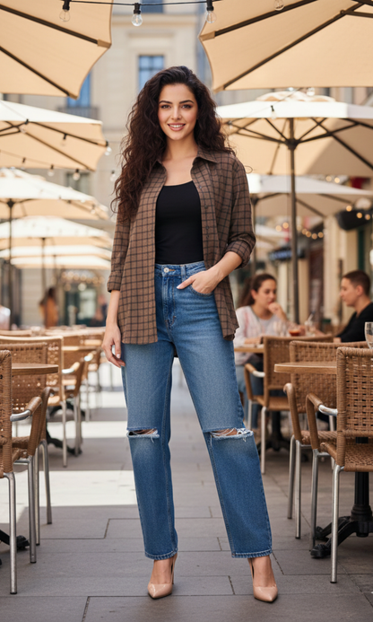 Espresso Mini Plaid Checked Shirt