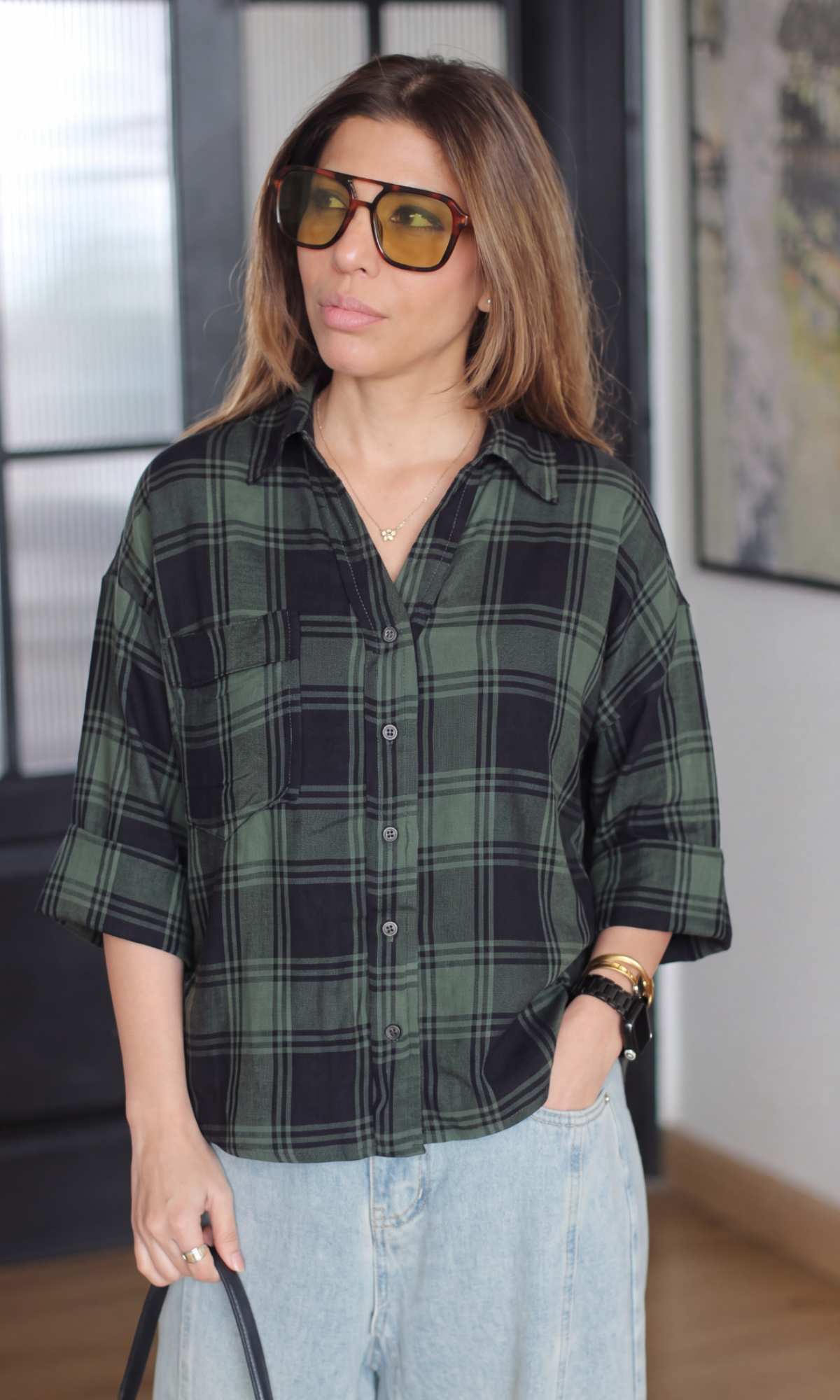 Olive Tartan Camp Shirt