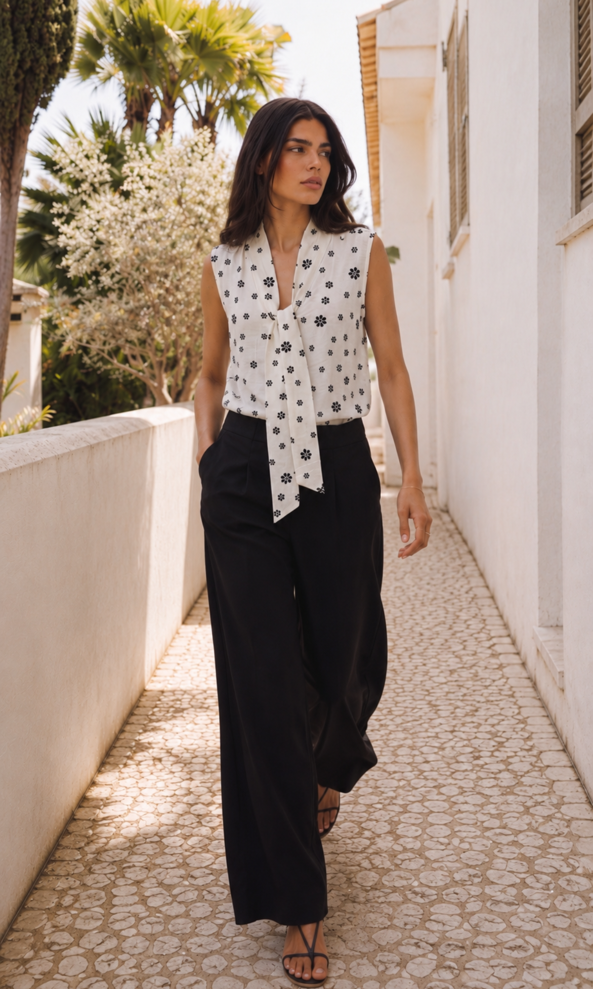 Ivory Daisy Tie-Neck Top