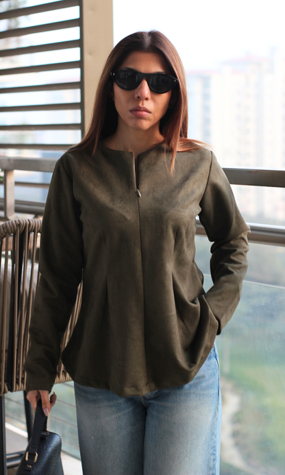 Forest Green Suede Sleek Top