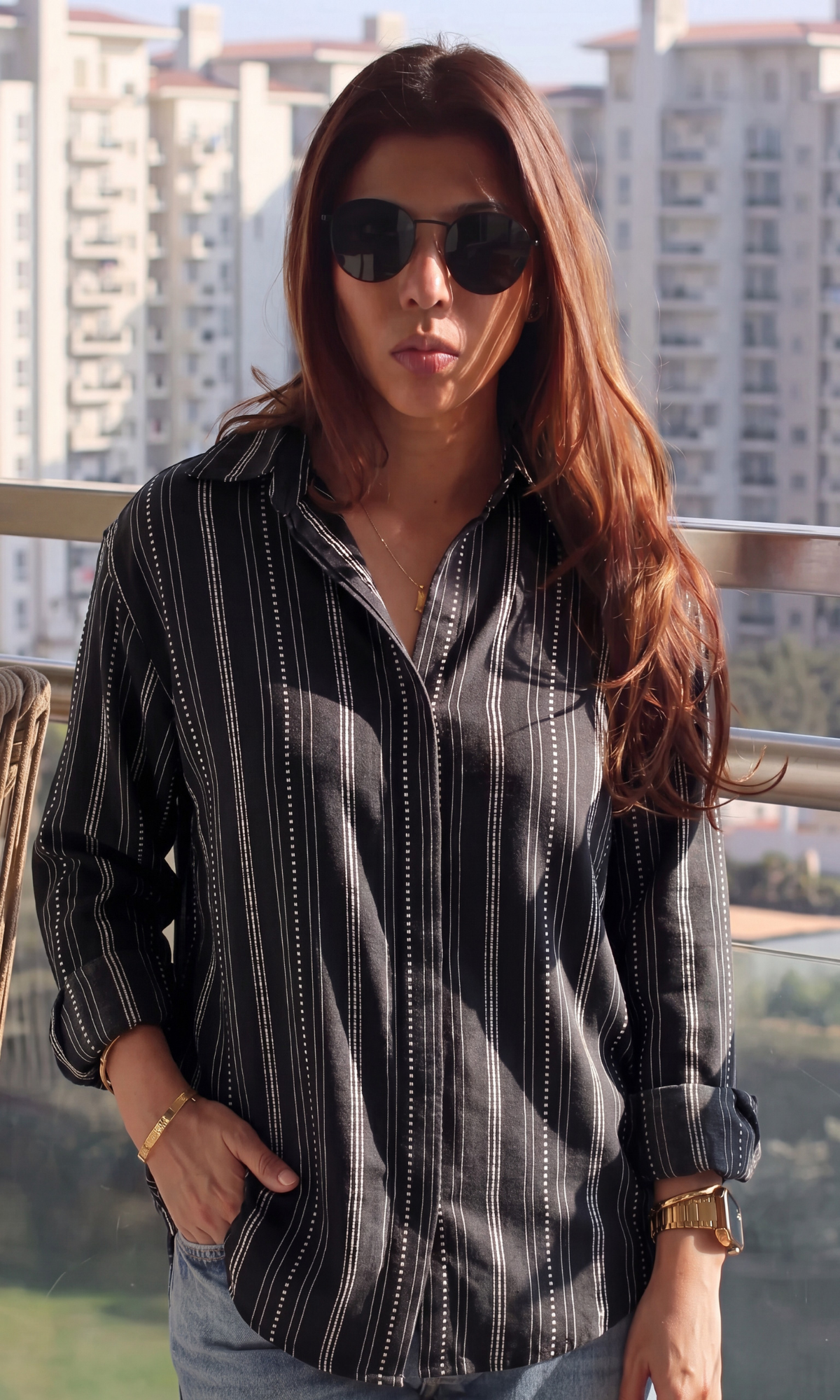 Black Linear Stripe Shirt