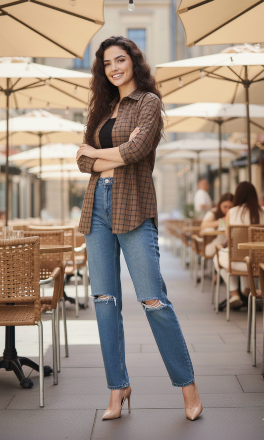 Espresso Mini Plaid Checked Shirt