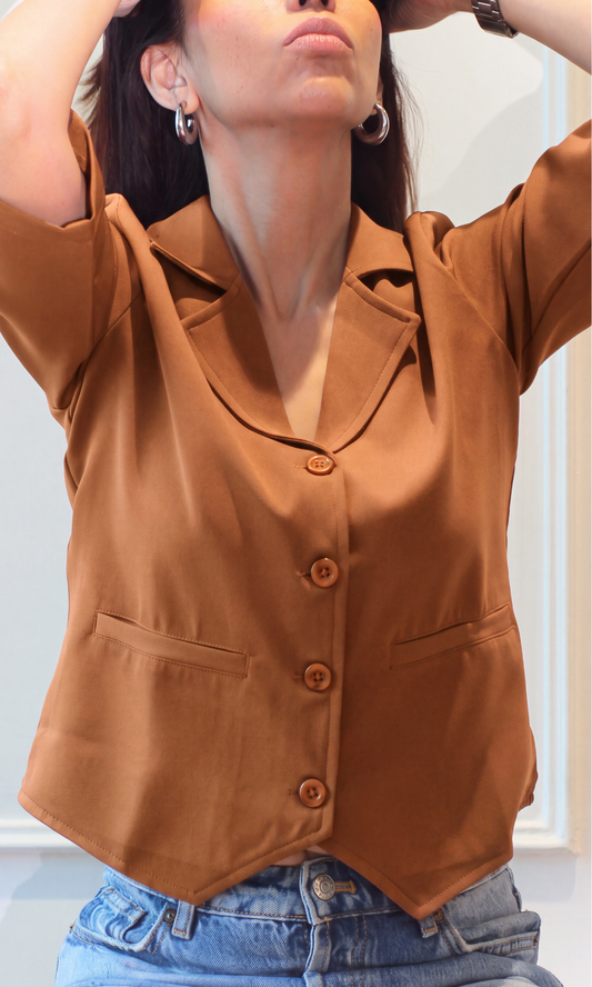 Tan Sleeved Waistcoat