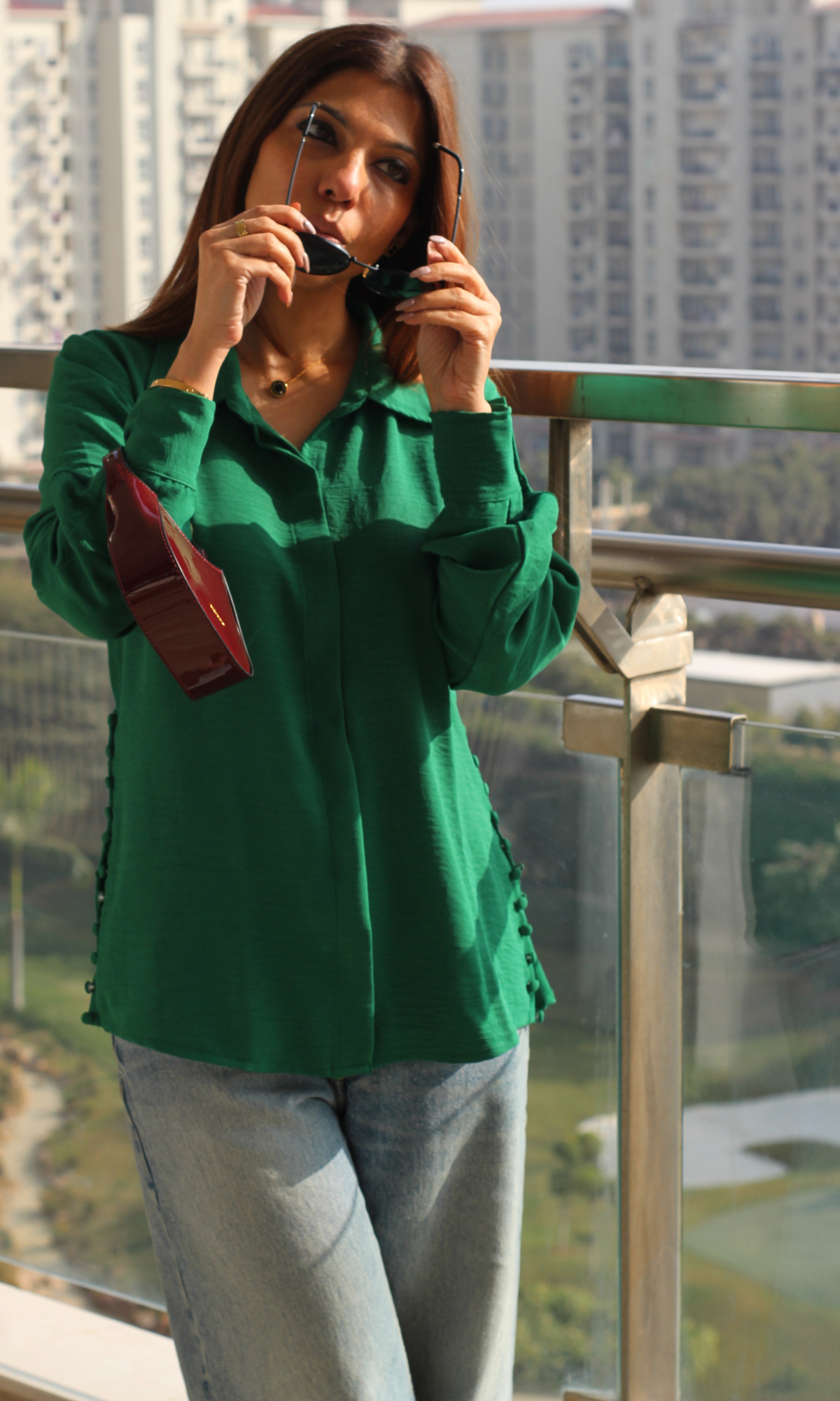 Green Side-Buttoned Shirt