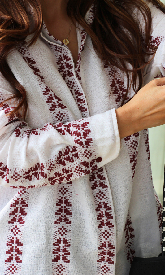 Ivory Weave Cotton Oversize Shirt