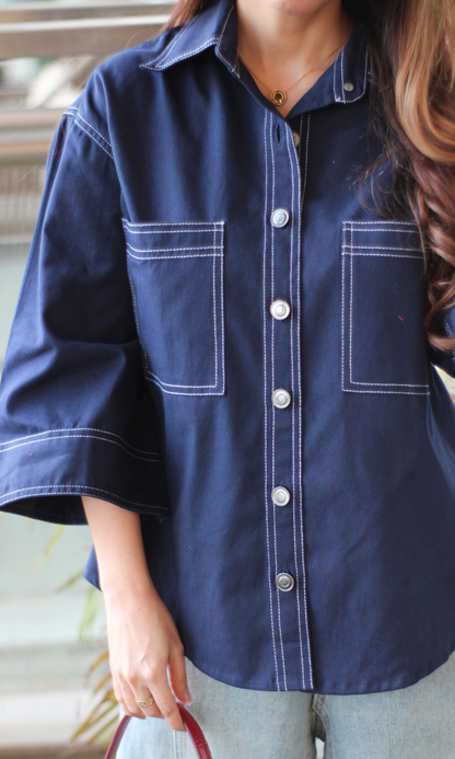 Thread Detail Deep Cobalt Shirt