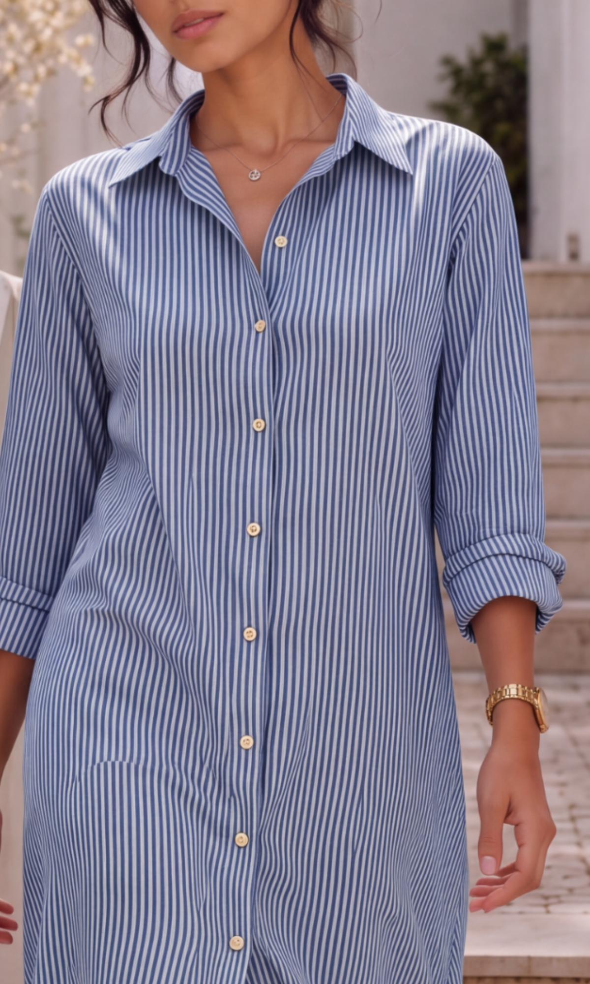 Navy Breton Stripe Shirt Dress