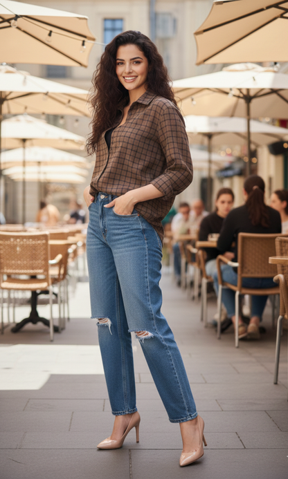 Espresso Mini Plaid Checked Shirt