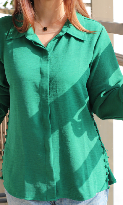Green Side-Buttoned Shirt