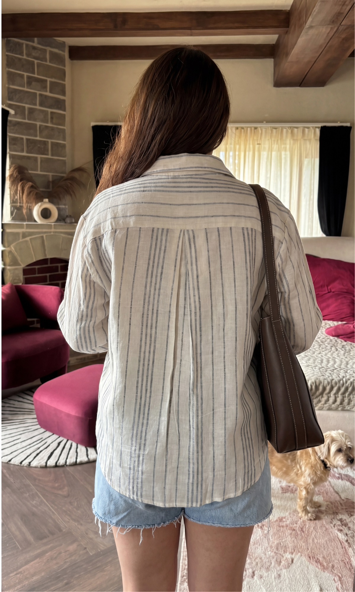 Ecru Stripe Loose Shirt