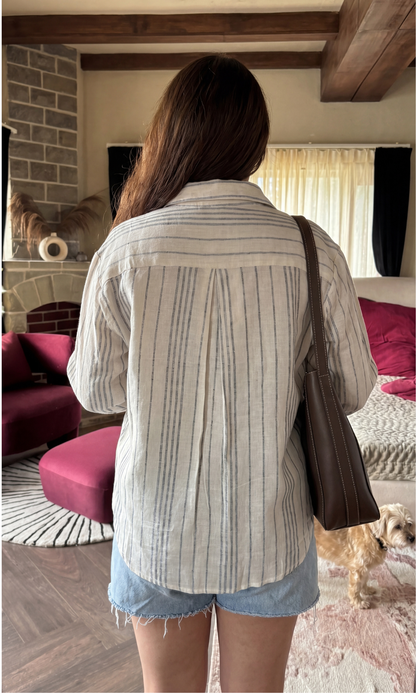 Ecru Stripe Loose Shirt
