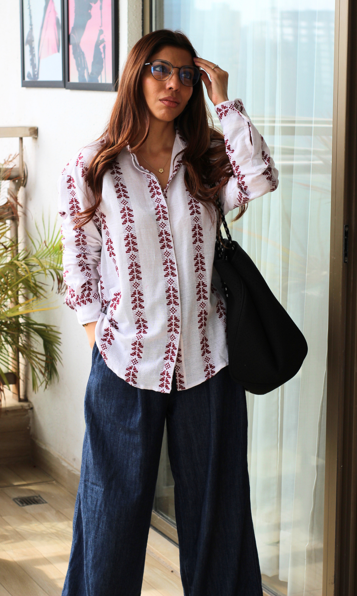 Ivory Weave Cotton Oversize Shirt