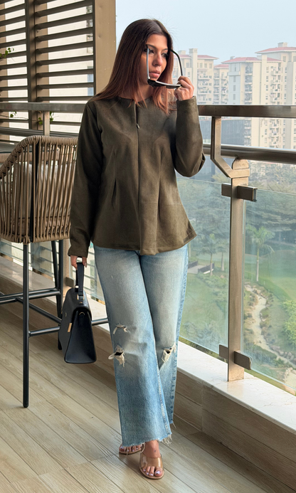 Forest Green Suede Sleek Top
