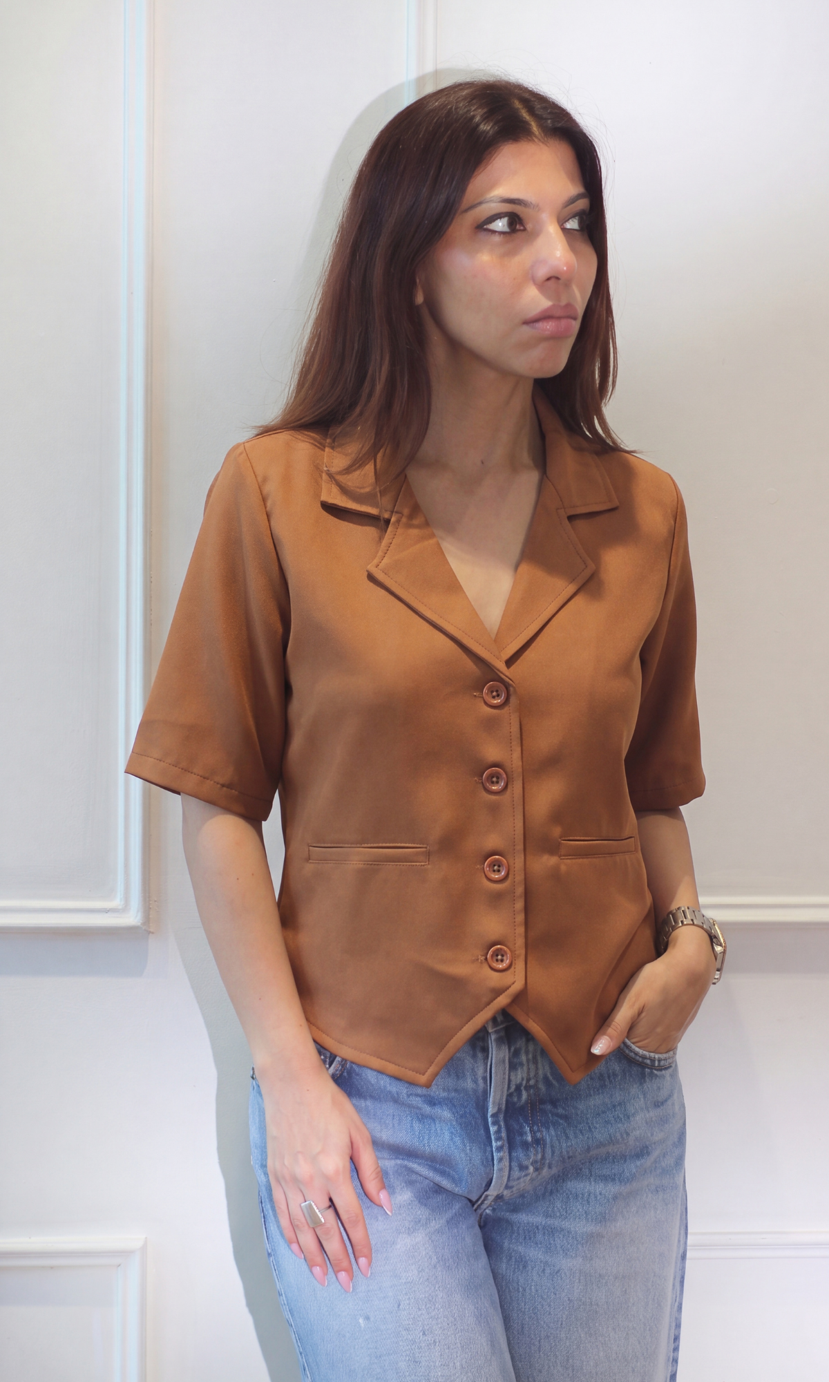 Tan Sleeved Waistcoat