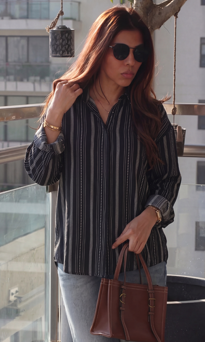 Black Linear Stripe Shirt