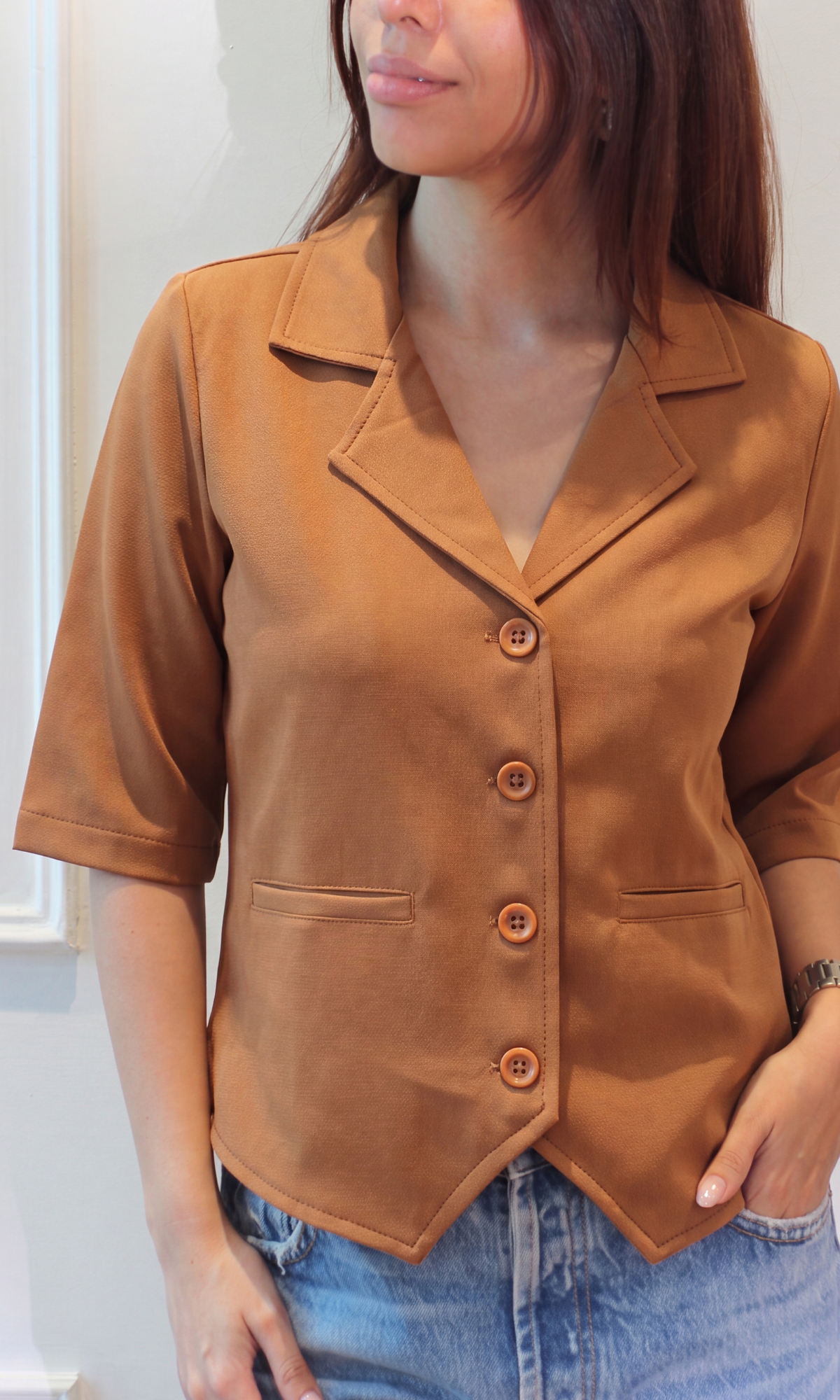 Tan Sleeved Waistcoat