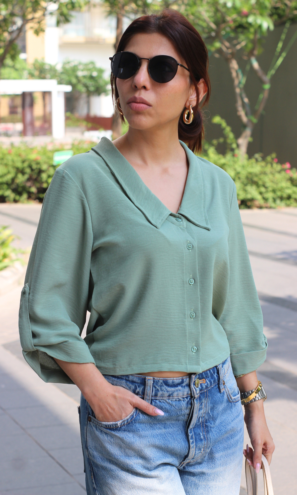 Sage Brush Peter Pan Collared Shirt