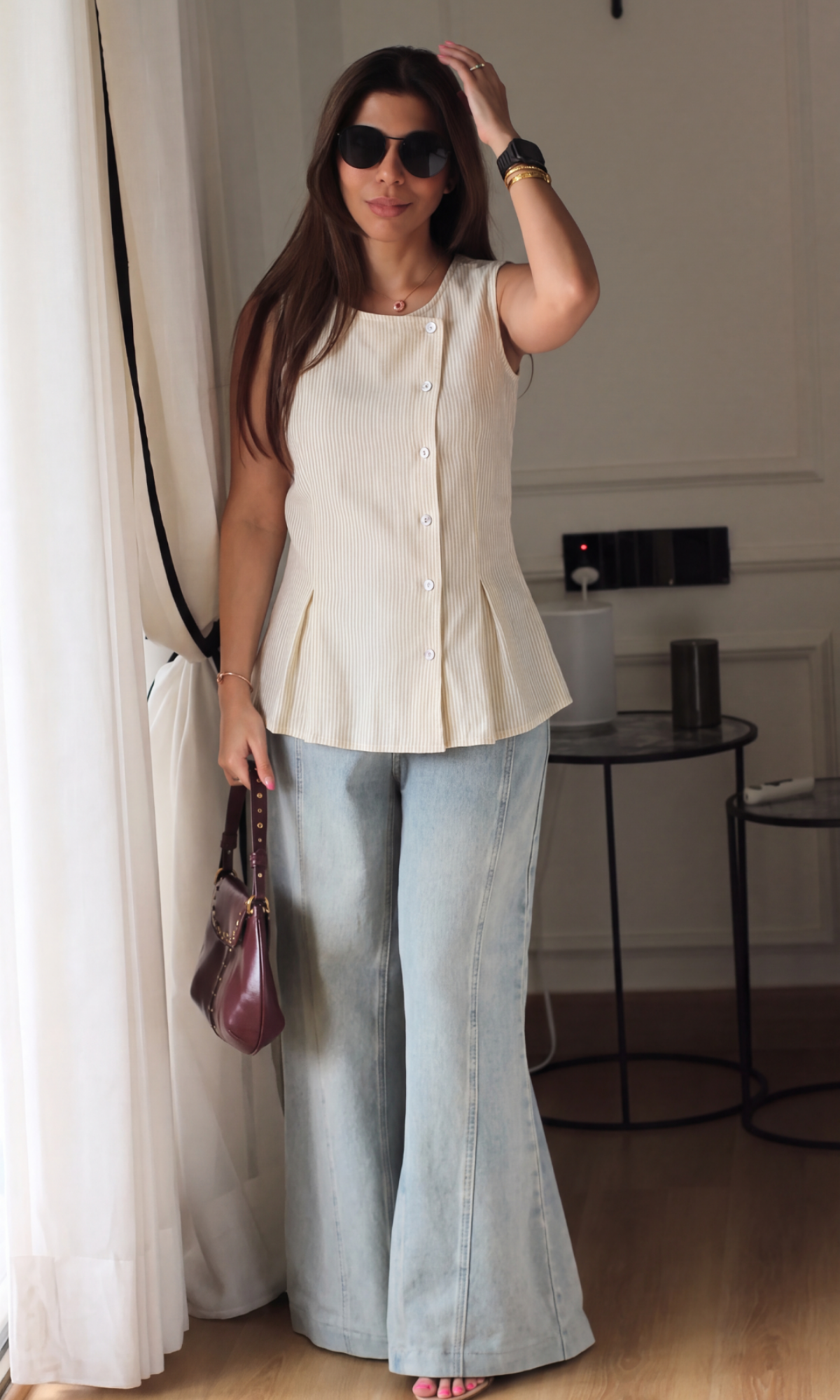 Marigold Pinstripe Asymmetric Vest
