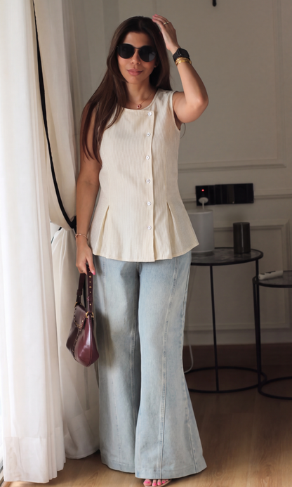 Marigold Pinstripe Asymmetric Vest