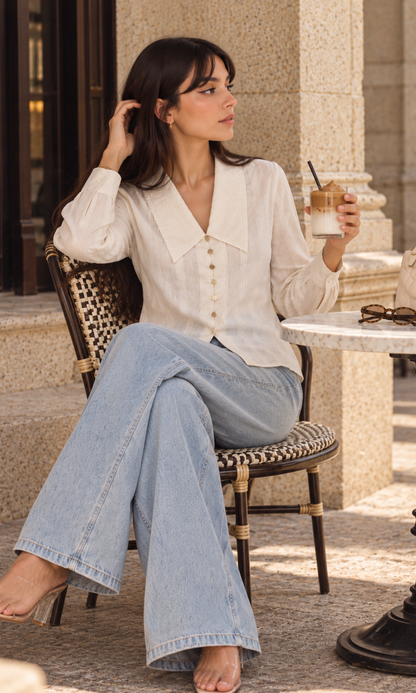 Cloud White Oversized-Collar Shirt
