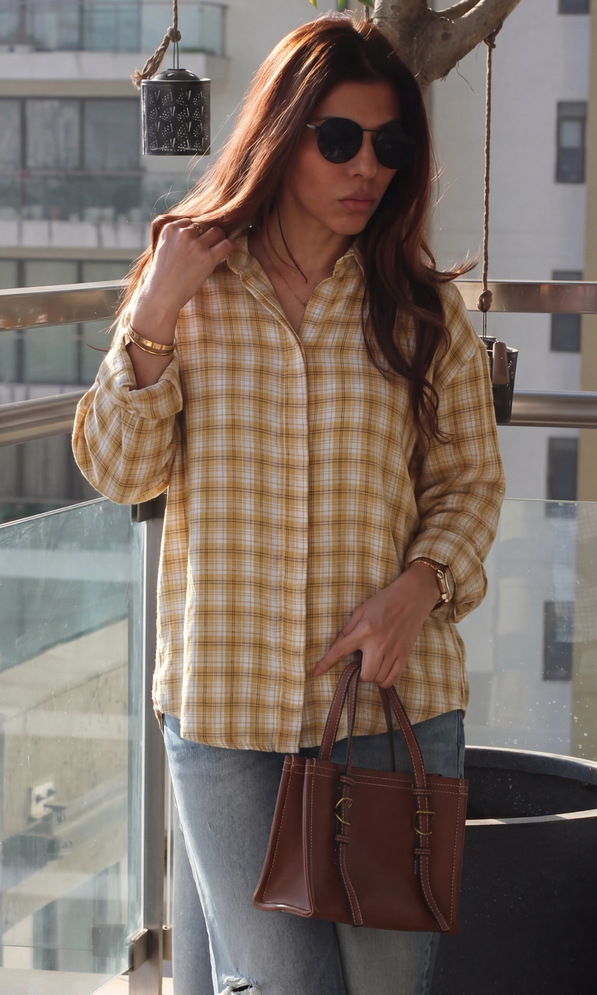 Yellow Check Loose Shirt