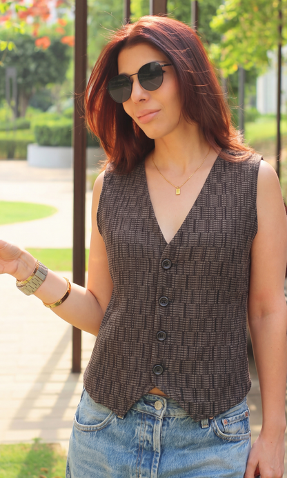 Coffee Brown Tailored Waistcoat