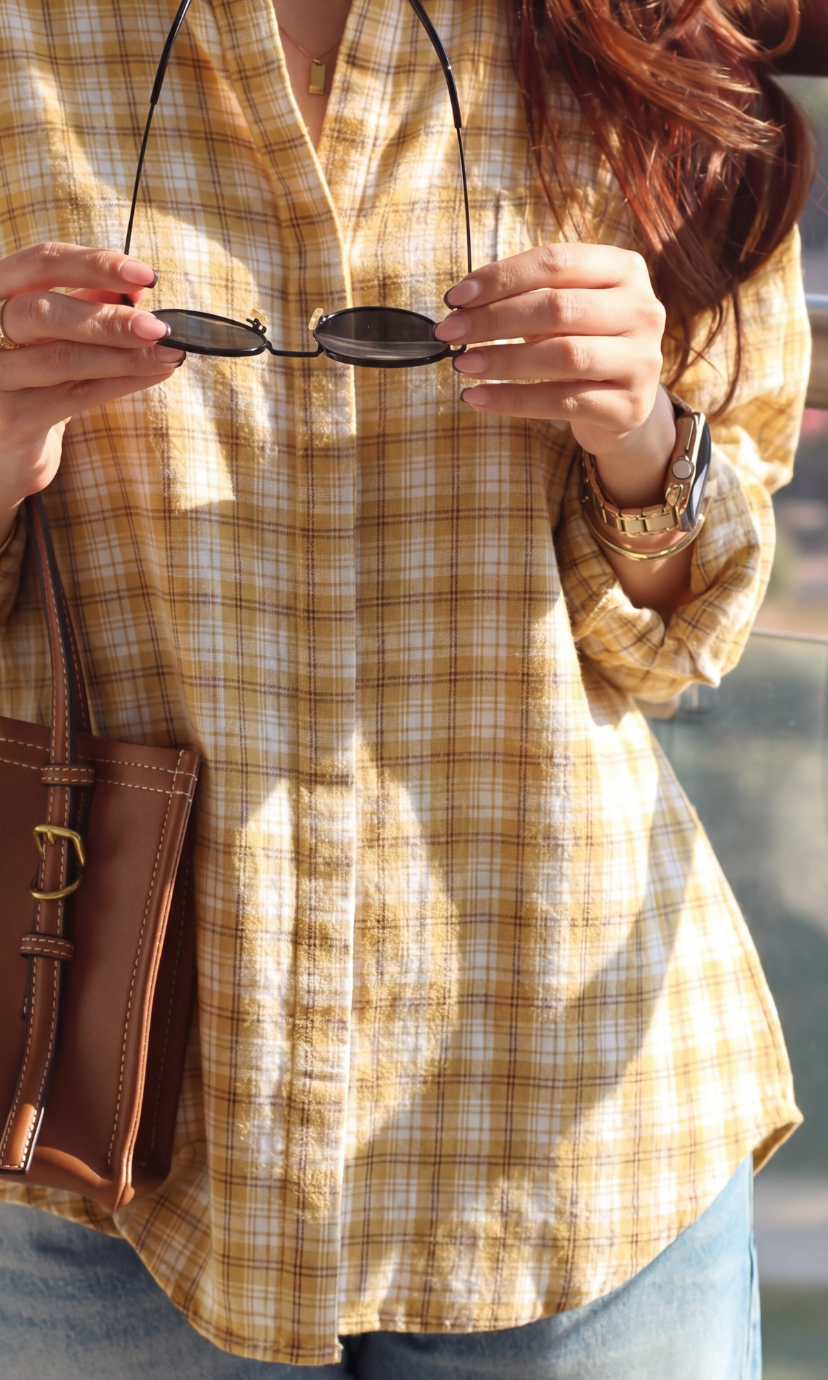 Yellow Check Loose Shirt