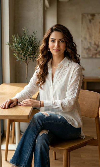 White Line Semi-Sheer Shirt