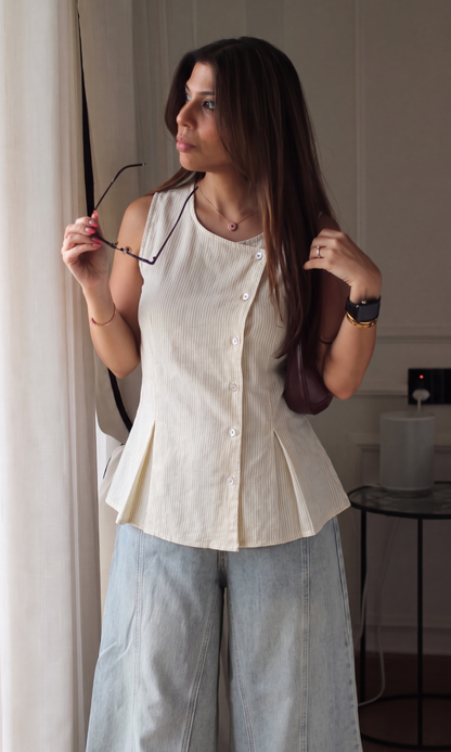 Marigold Pinstripe Asymmetric Vest