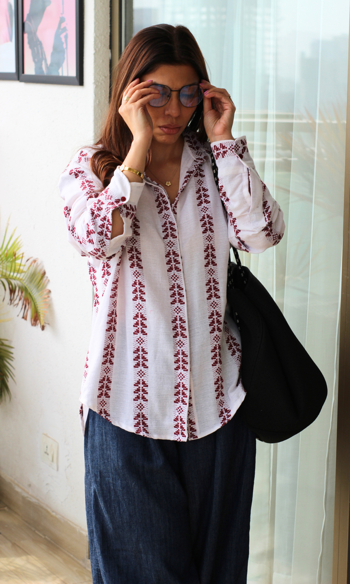 Ivory Weave Cotton Oversize Shirt