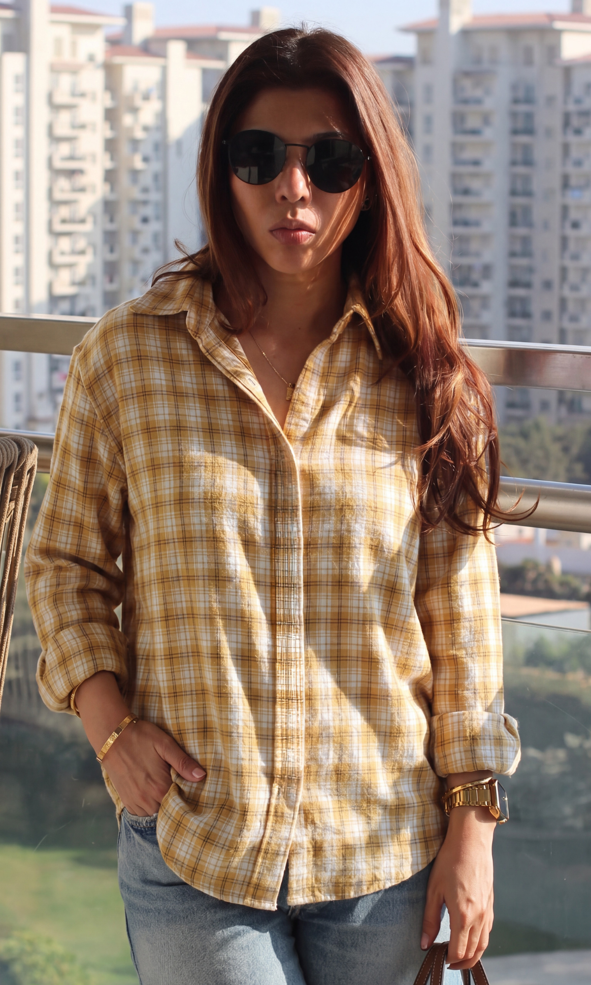 Yellow Check Loose Shirt