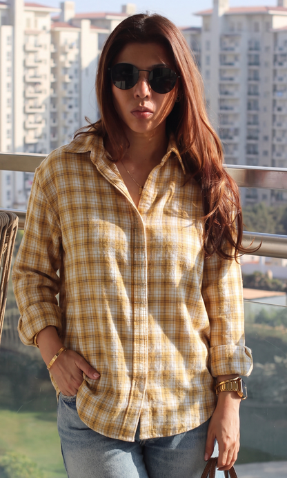 Yellow Check Loose Shirt