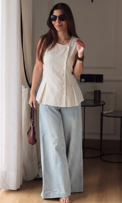 Marigold Pinstripe Asymmetric Vest
