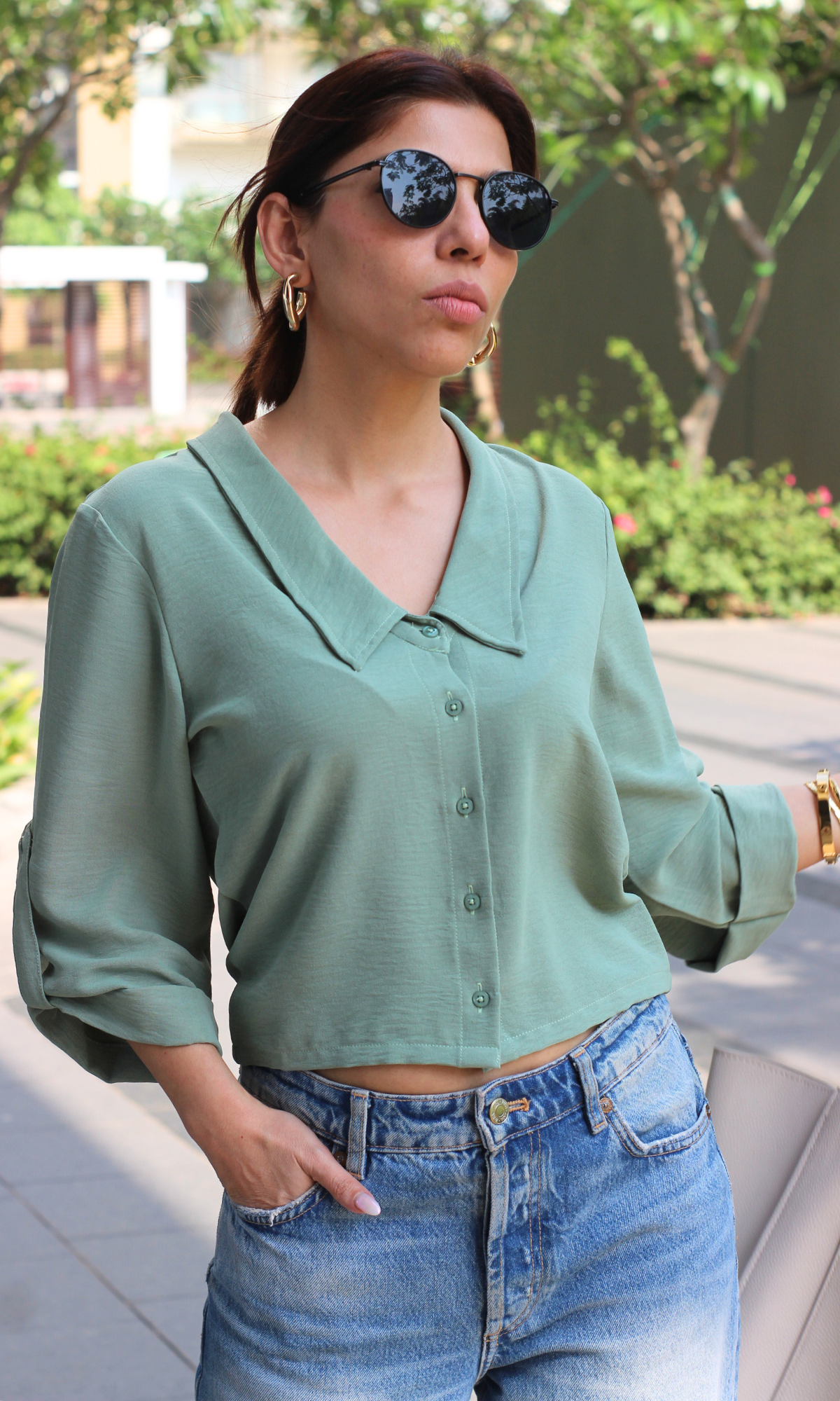 Sage Brush Peter Pan Collared Shirt