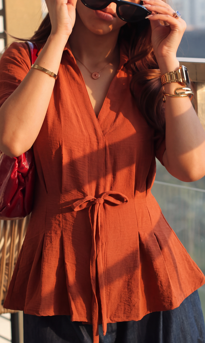 Rust Tie Detail Top