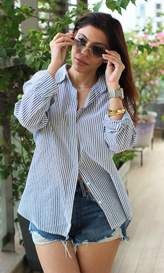 Charcoal Linear Striped Shirt