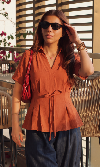 Rust Tie Detail Top