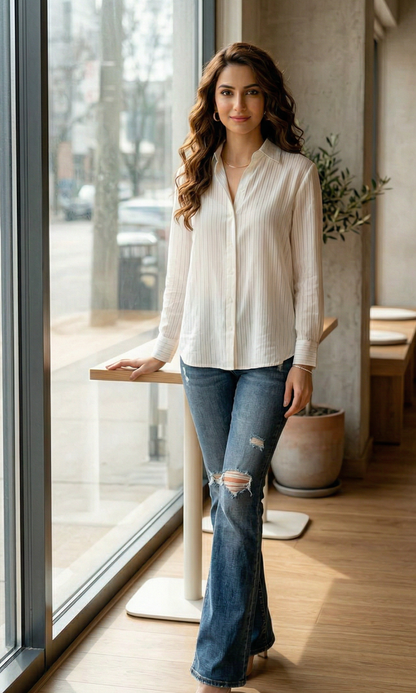 White Line Semi-Sheer Shirt