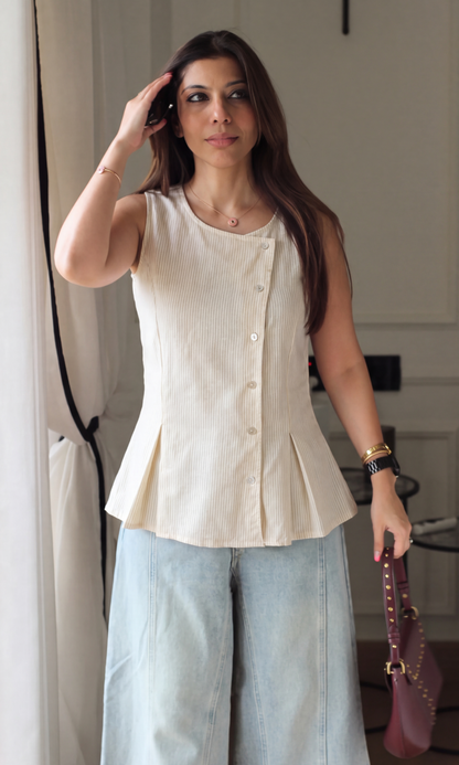Marigold Pinstripe Asymmetric Vest