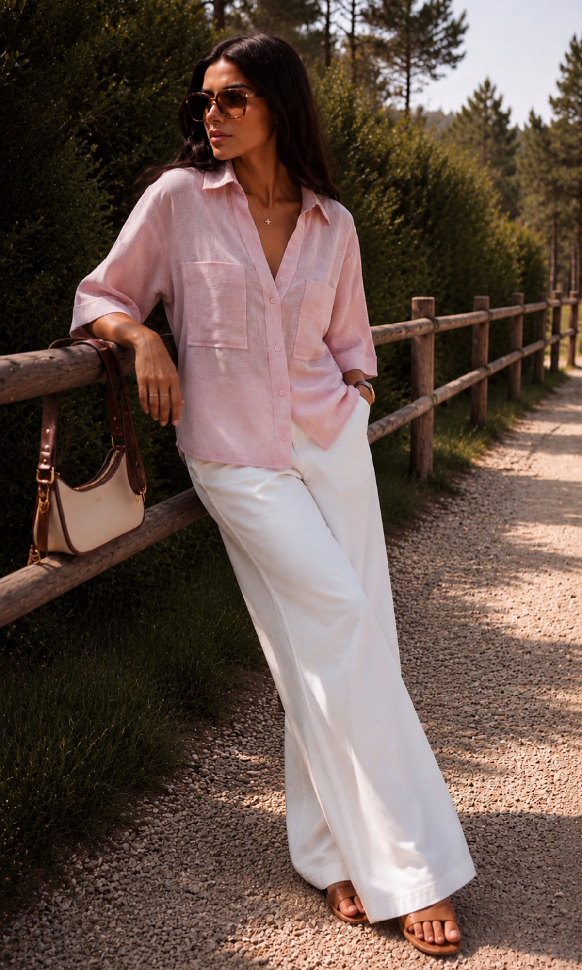 Pink Textured Cropped Shirt