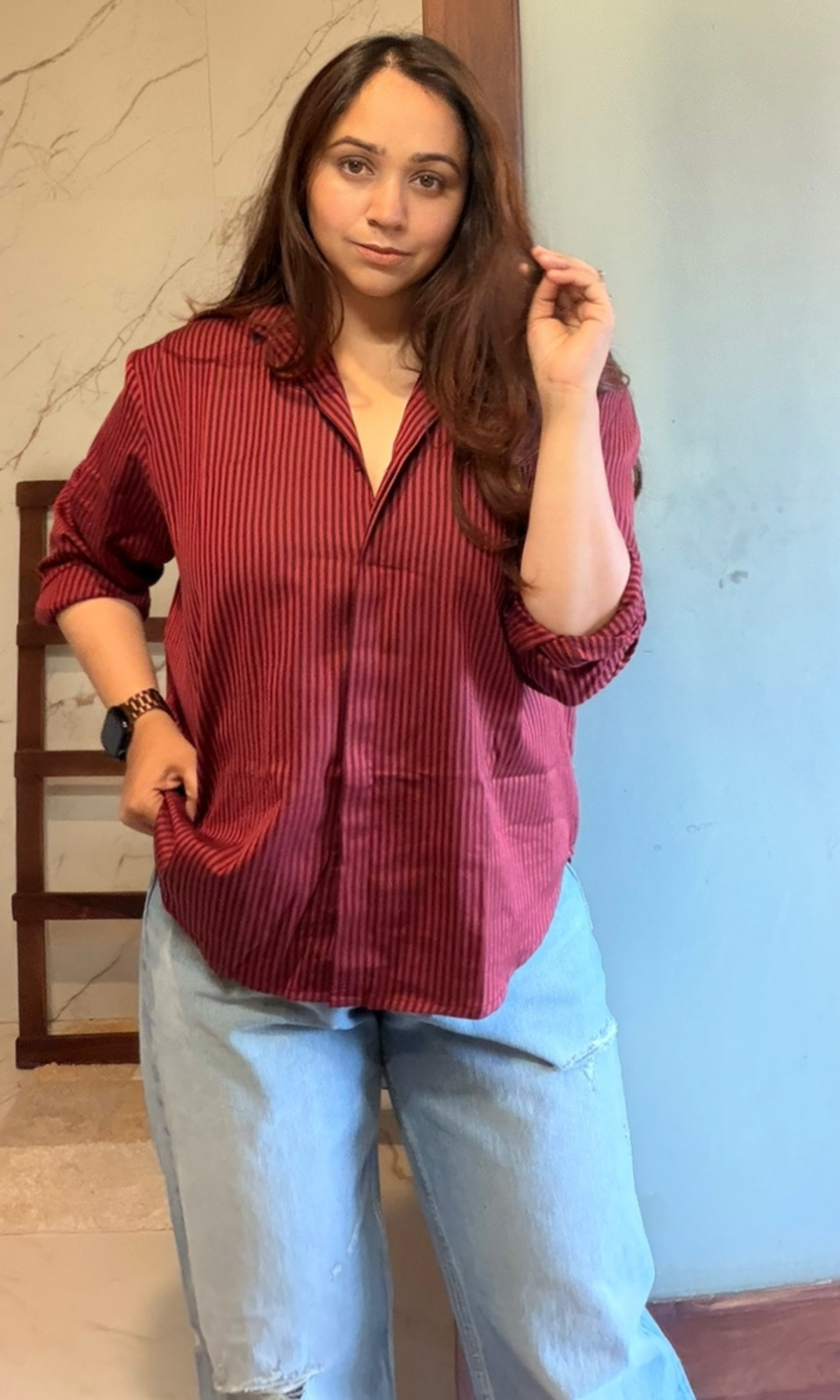 Red Smoke Striped Shirt