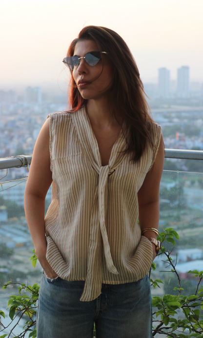 Sandstone Tie-Neck Top
